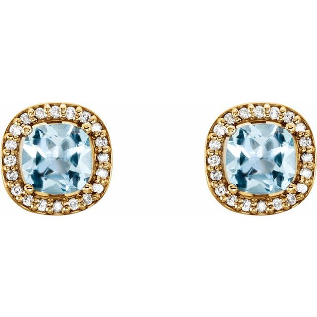 Cushion Natural Sky Blue Topaz & 1/10 CTW Natural Diamond Earrings