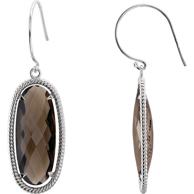 Oval Natural Smoky Quartz Rope Earrings