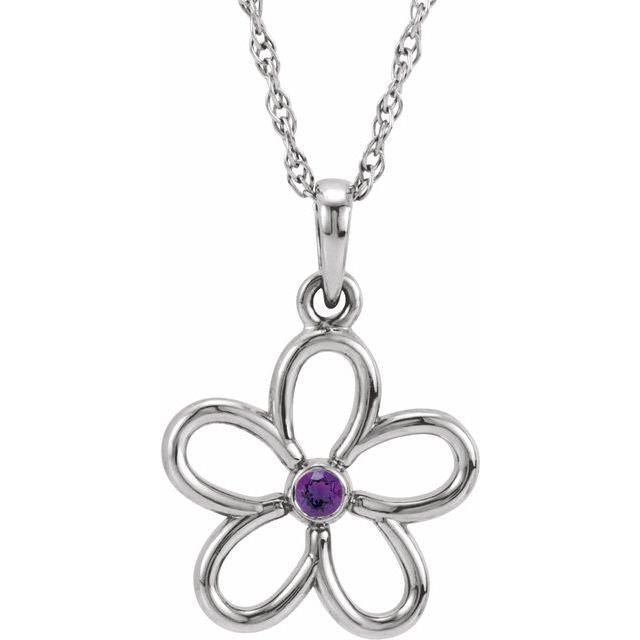 Round Natural Amethyst Flower Necklace
