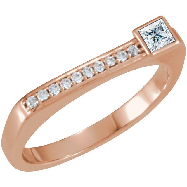 Square Natural White Sapphire & .07 CTW Natural Diamond Stackable Ring