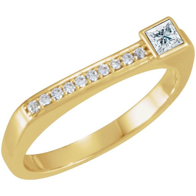 Square Natural White Sapphire & .07 CTW Natural Diamond Stackable Ring