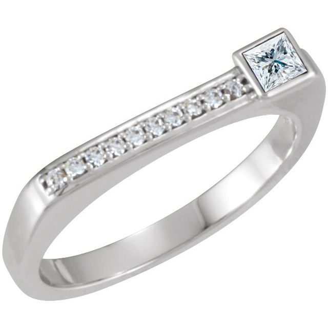 Square Natural White Sapphire & .07 CTW Natural Diamond Stackable Ring