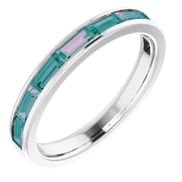 Straight baguette Lab-Grown Alexandrite Stackable Ring
