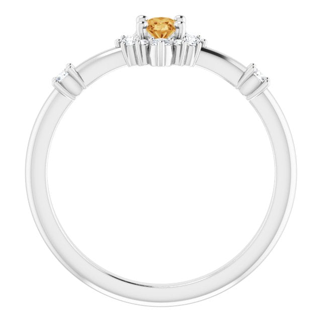 Oval Natural Citrine & 1/6 CTW Natural Diamond Halo-Style Ring