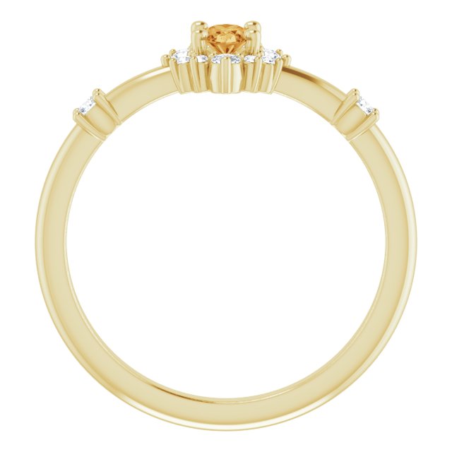 Oval Natural Citrine & 1/6 CTW Natural Diamond Halo-Style Ring