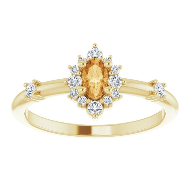 Oval Natural Citrine & 1/6 CTW Natural Diamond Halo-Style Ring