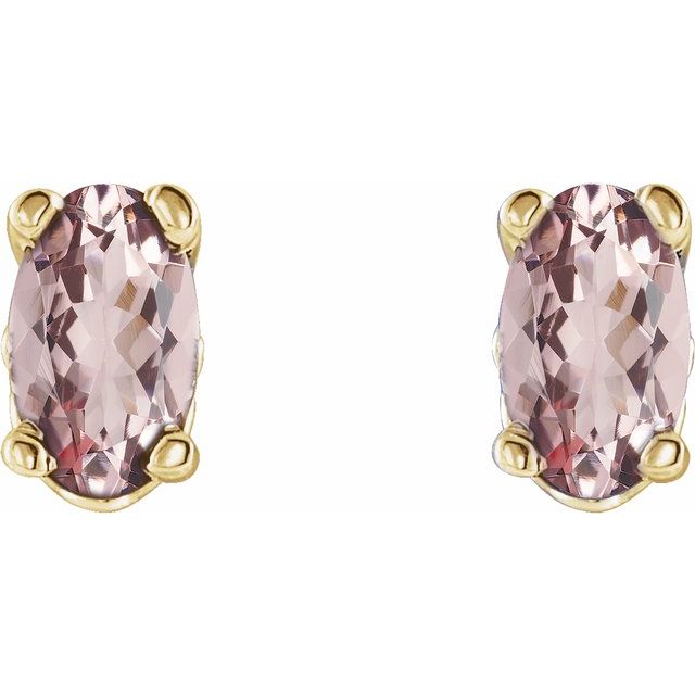 Oval Natural Pink Morganite Earrings