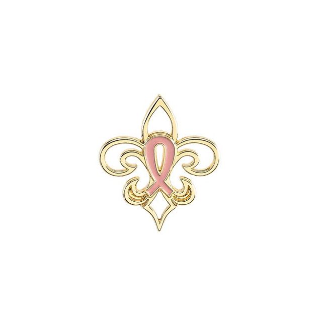 27x23mm Breast Cancer Awareness Fleur-de-Lis Lapel Pin