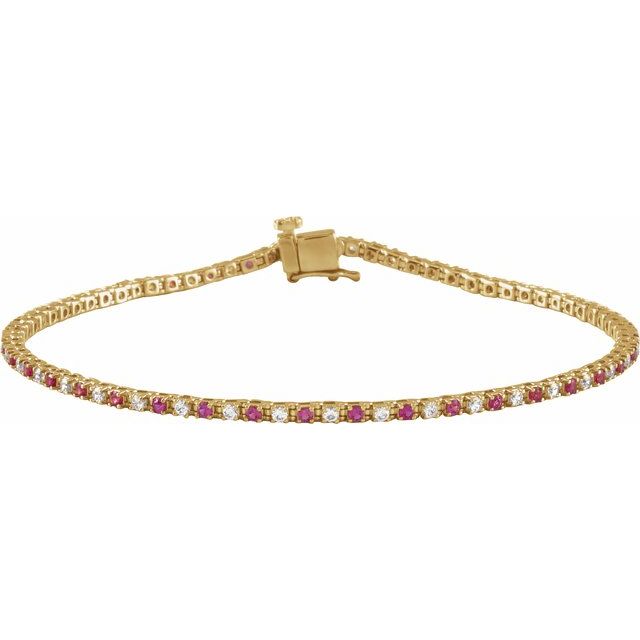 Round Natural Ruby & 5/8 CTW Natural Diamond Line 7 1/4" Bracelet
