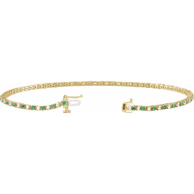 Round Natural Emerald & 5/8 CTW Natural Diamond Line 7 1/4" Bracelet