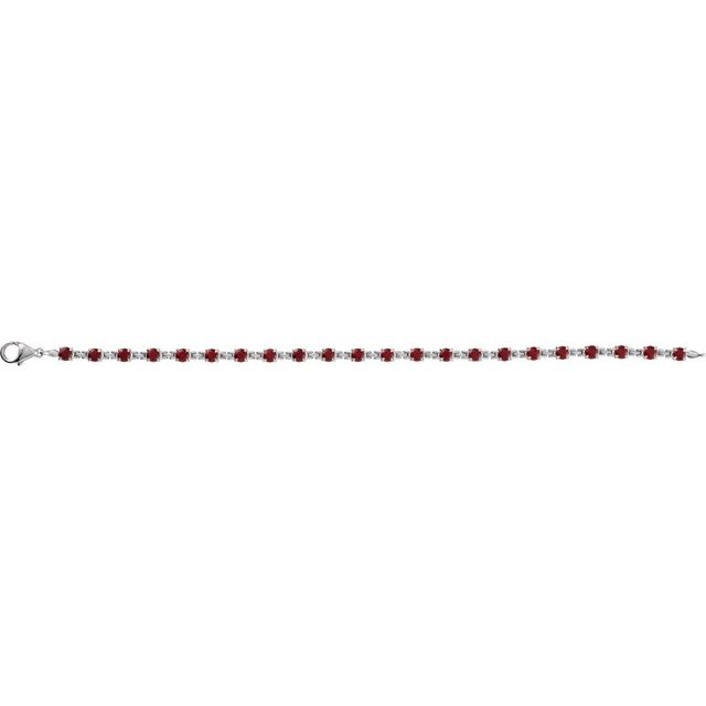 Round Natural Mozambique Garnet 7 1/4" Line Bracelet