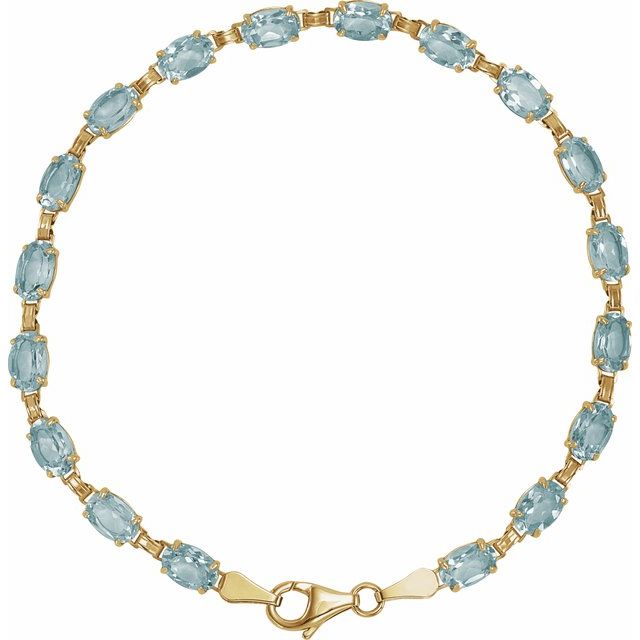 Oval Natural Sky Blue Topaz 7.25" Bracelet