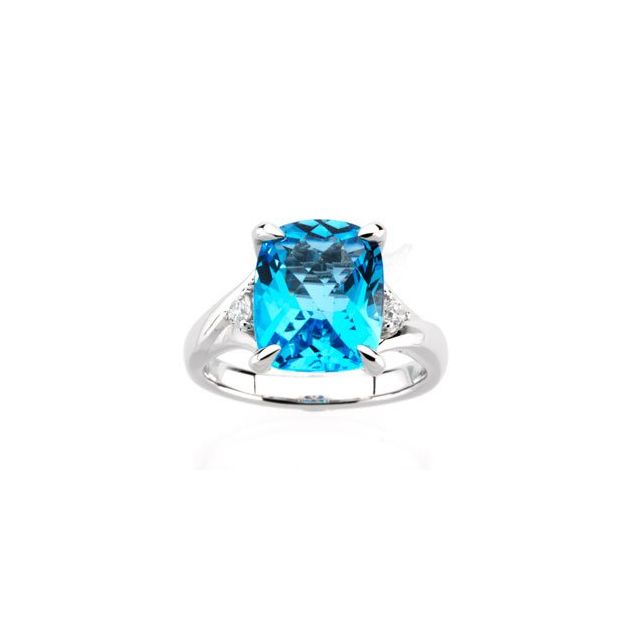 Natural Checkerboard Swiss Blue Topaz & 1/6 CTW Natural Diamond Ring