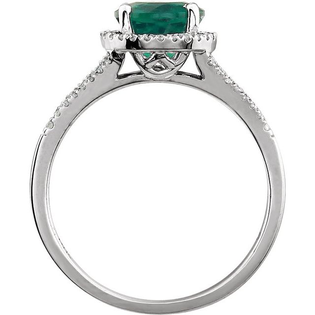 Lab-Grown Emerald & 1/6 CTW Natural Diamond Ring