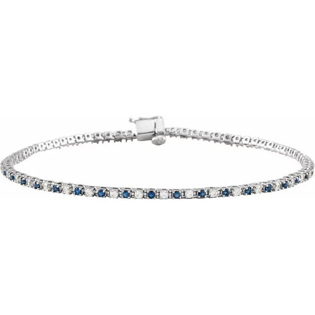 Round Natural Blue Sapphire & 5/8 CTW Natural Diamond Line 7 1/4" Bracelet
