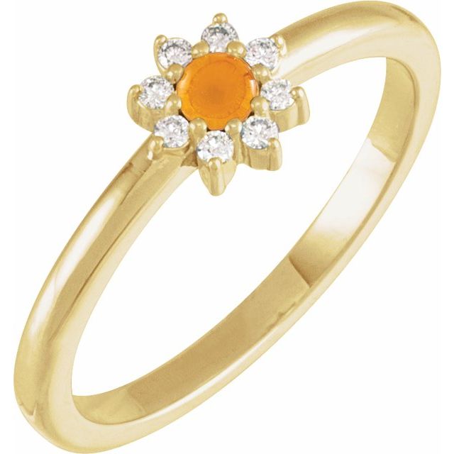 Round Natural Citrine & .07 CTW Natural Diamond Halo-Style Ring