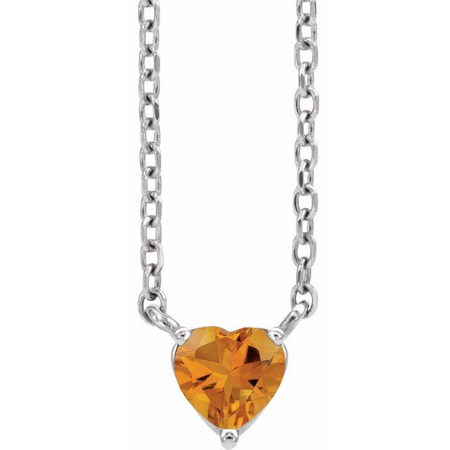 Natural Citrine Heart Necklace