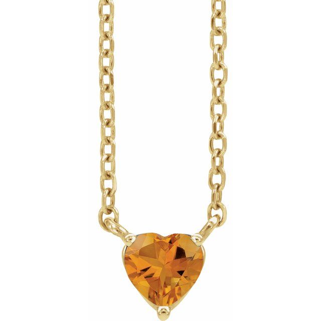 Natural Citrine Heart Necklace