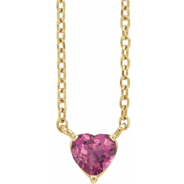 Natural Pink Tourmaline Heart Necklace