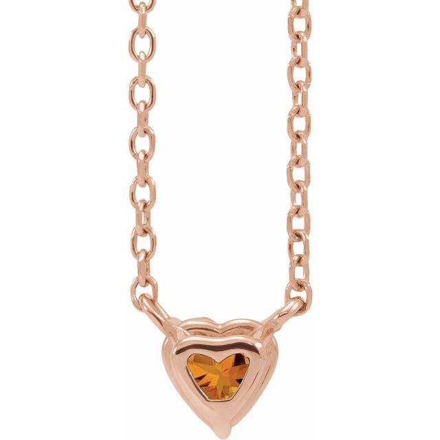 Natural Citrine Heart Necklace