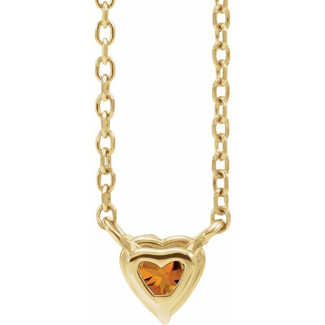 Natural Citrine Heart Necklace