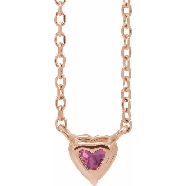 Natural Pink Tourmaline Heart Necklace