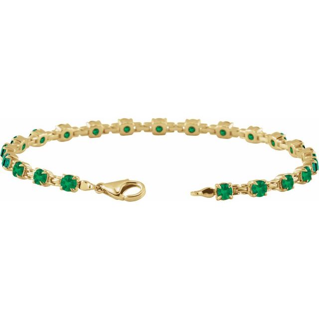 Round Lab-Grown Emerald 7 1/4" Line Bracelet