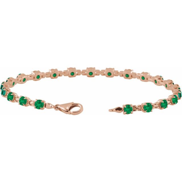 Round Lab-Grown Emerald 7 1/4" Line Bracelet