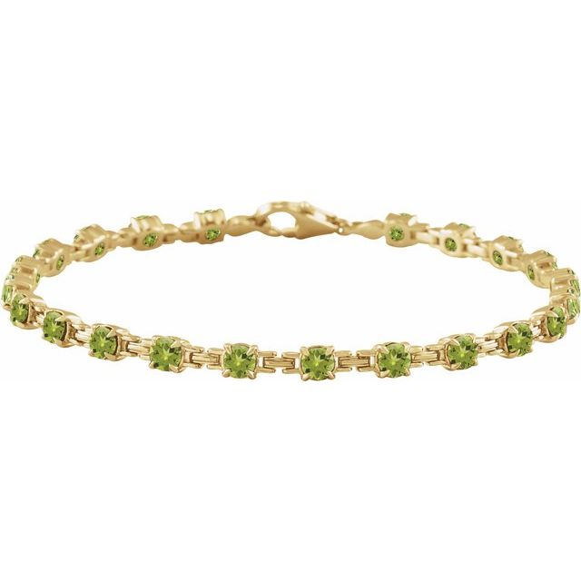 Round Natural Peridot 7 1/4" Line Bracelet