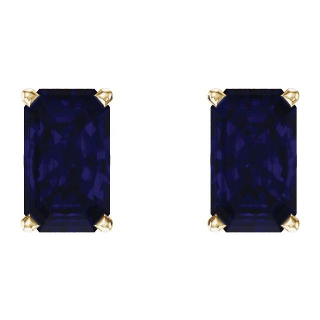 Emerald Lab-Grown Blue Sapphire Earrings