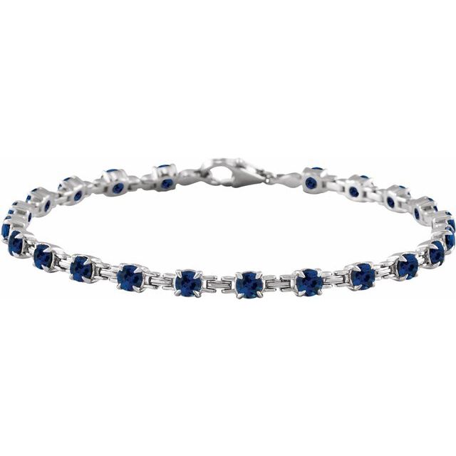 Round Lab-Grown Blue Sapphire 7 1/4" Line Bracelet