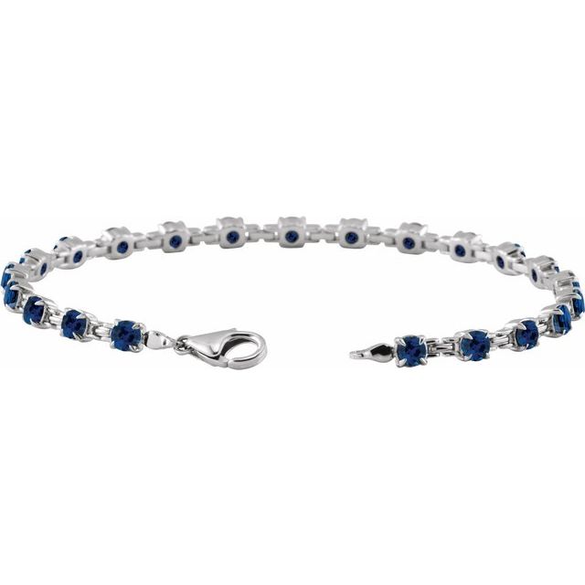 Round Lab-Grown Blue Sapphire 7 1/4" Line Bracelet
