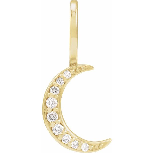 Round .07 CTW Natural Diamond Crescent Moon Pendant/Charm