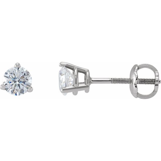 Round 3/8 CTW Natural Diamond Threaded Post Earrings