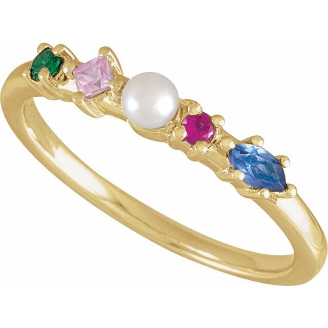 Cultured Freshwater Pearl & Natural Multi-Gemstone Ring