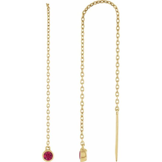 Round Natural Ruby Chain Earrings