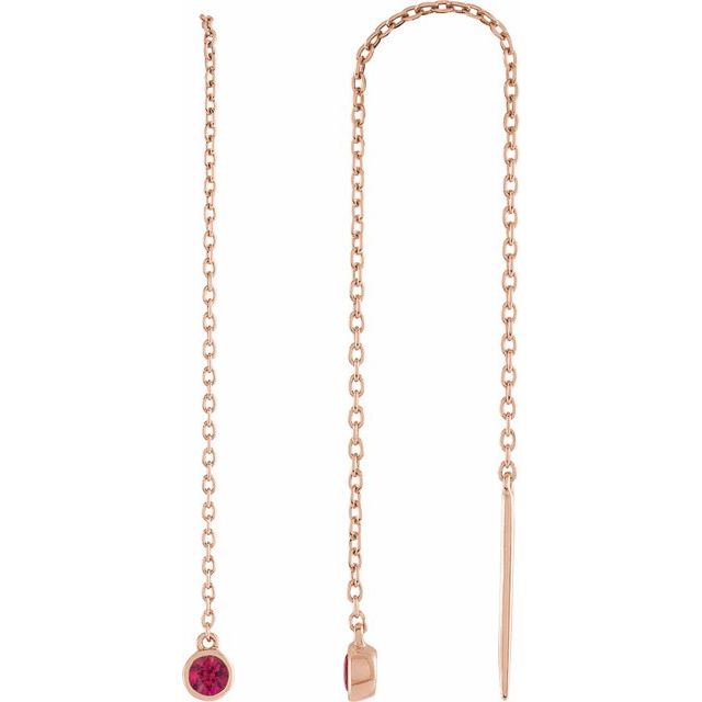 Round Natural Ruby Chain Earrings