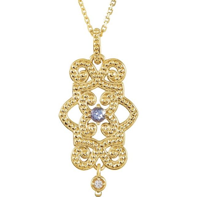 Round Natural Tanzanite & .015 CTW Natural Diamond Necklace