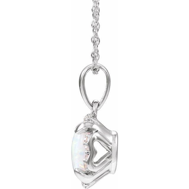 Lab-Grown Opal & .05 CTW Natural Diamond Necklace