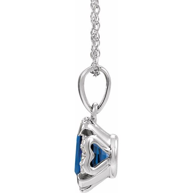 Lab-Grown Blue Sapphire & .05 CTW Natural Diamond Necklace