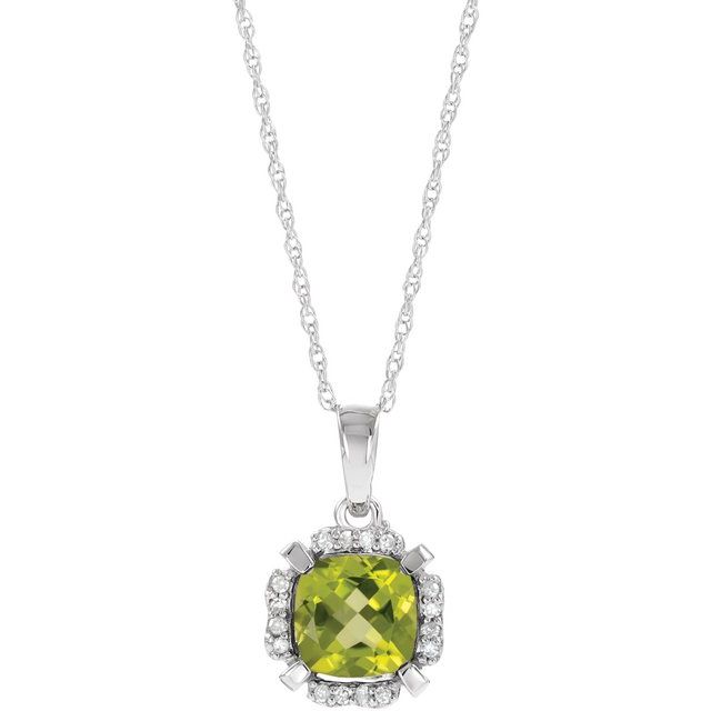 Natural Peridot & .05 CTW Natural Diamond Necklace