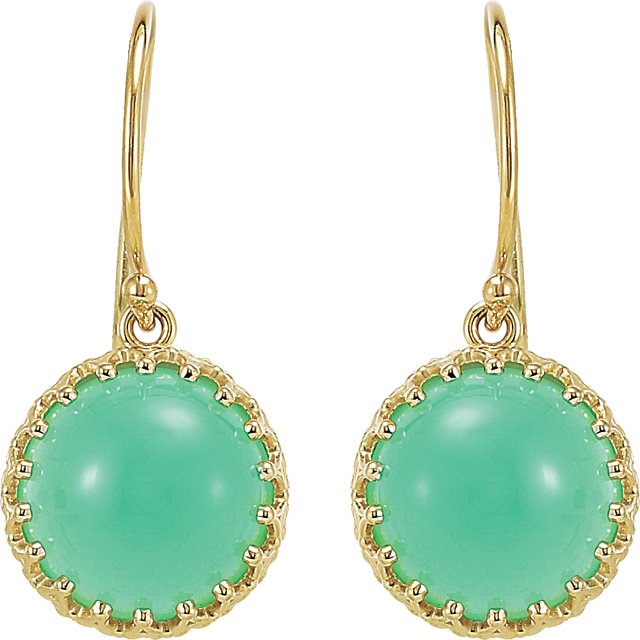 Round 10mm Natural Blue Chalcedony Earrings