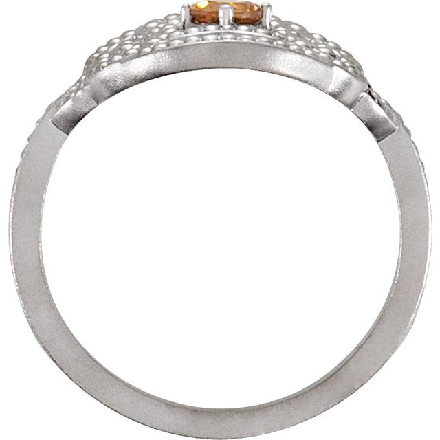 Round Citrine Granulated Ring