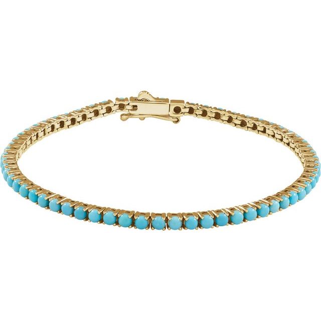 Round Natural Turquoise Line 7 1/4" Bracelet