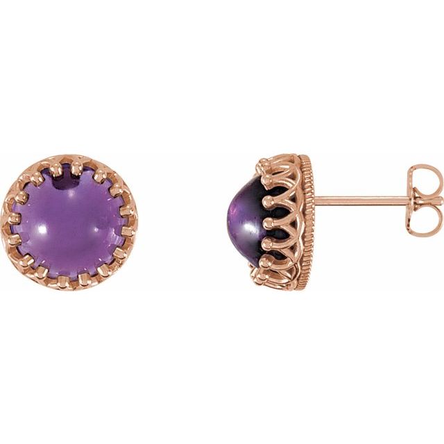 Round 8mm Natural Amethyst Earrings