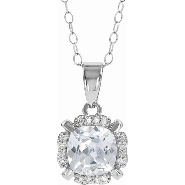 Lab-Grown White Sapphire & .05 CTW Natural Diamond Necklace