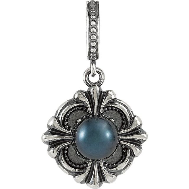 Victorian Style Black Pearl Pendant