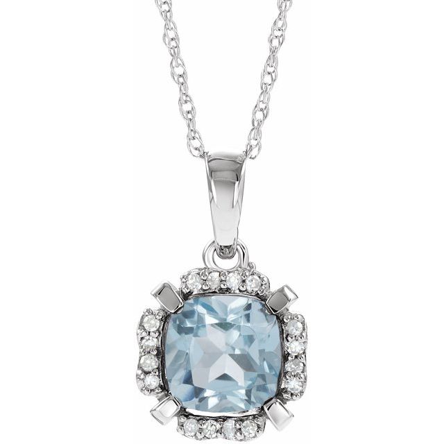 Natural Sky Blue Topaz & .05 CTW Natural Diamond Necklace