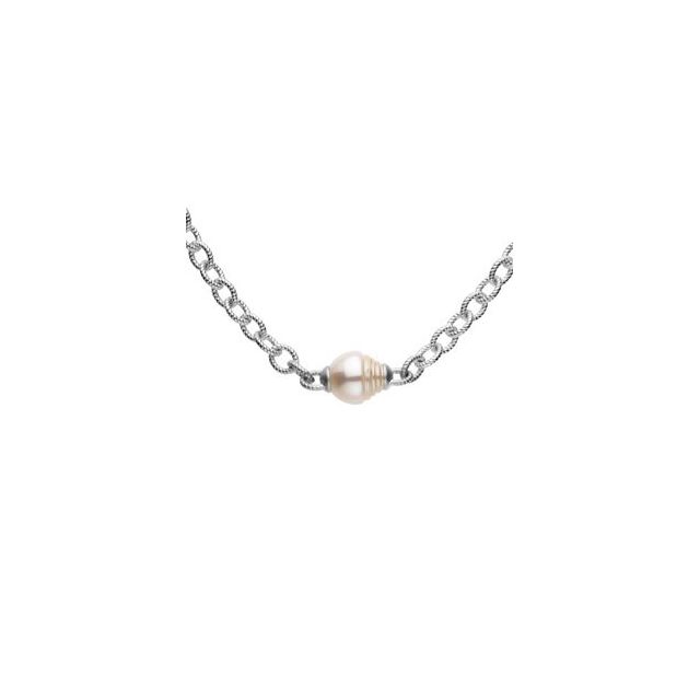 Cultured White Freshwater Pearl Station Necklace