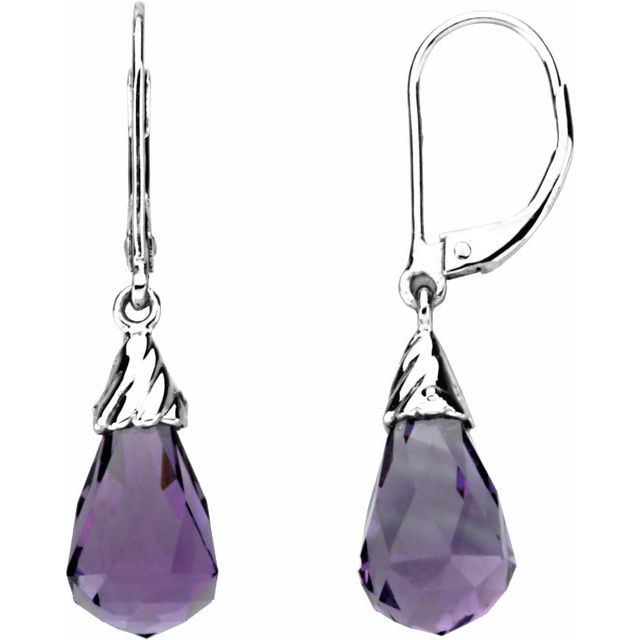 Briolette Natural Amethyst Earrings